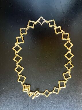 Rare David Yurman Gold Clover Link Necklace with Pave Accent